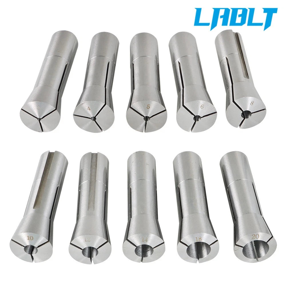 10 Pcs R8 Round Spring Collet Set for (3-20mm)