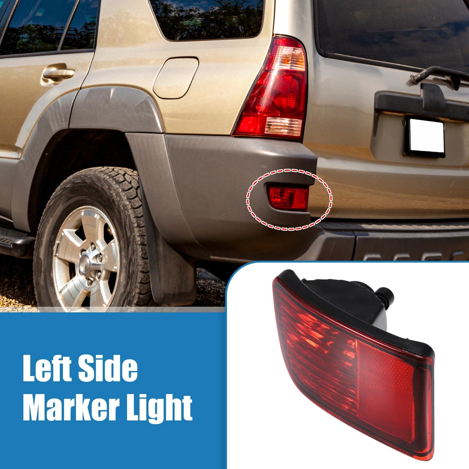 Rear Left Bumper Reflector Tail Light Lamp Replacement for Toyota 4Runner (2003–2005)