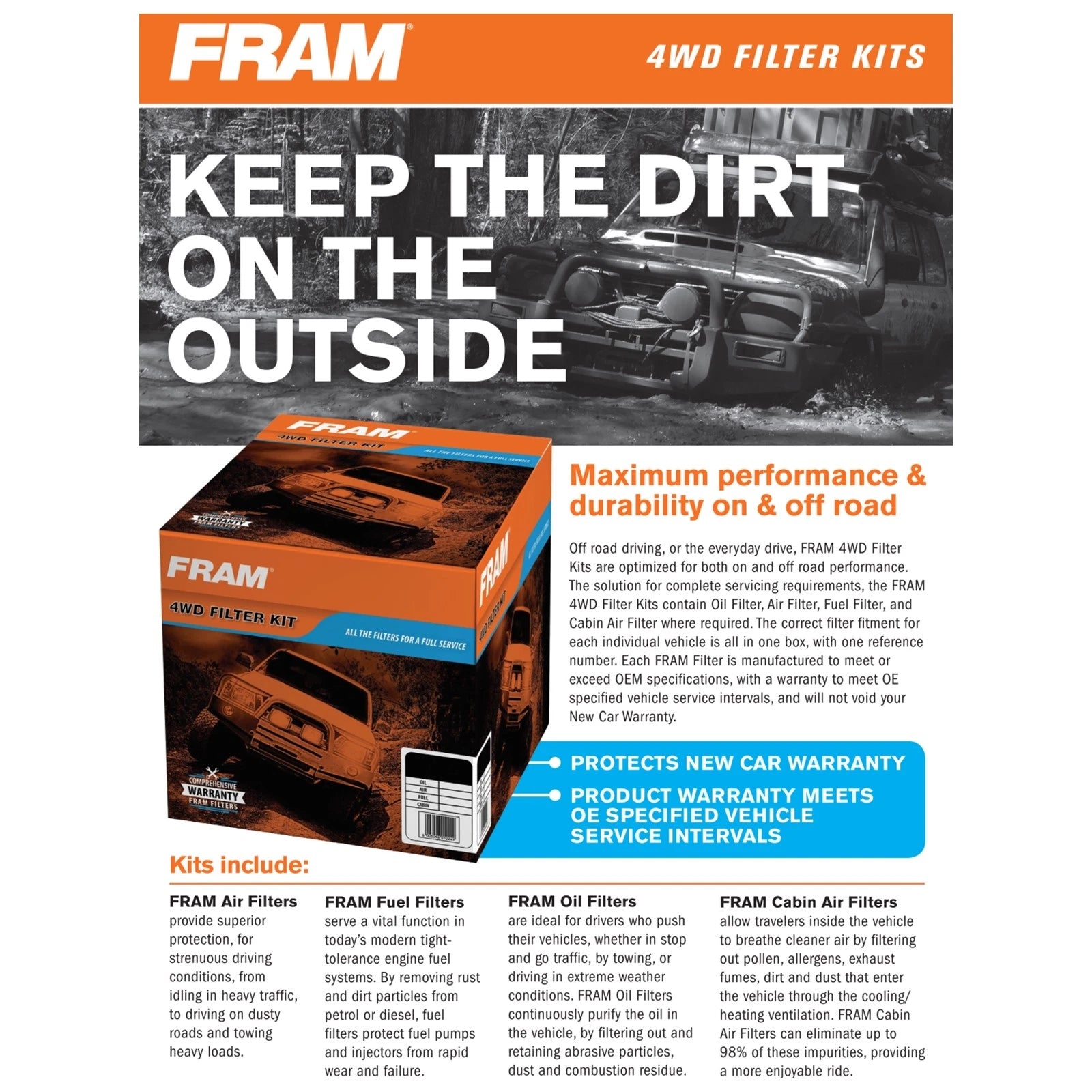 FRAM Oil Air Fuel Filter Service Kit for Challenger (2009–2015)
