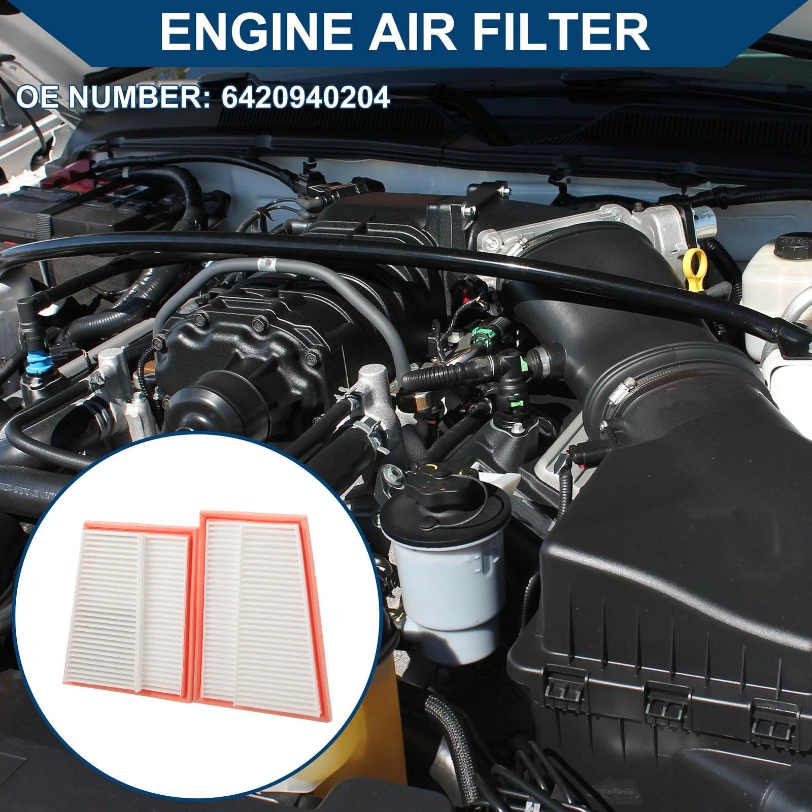 Engine Air Filter Replacement for Mercedes-Benz C320 3.0L (2000–2015) 2 Pcs