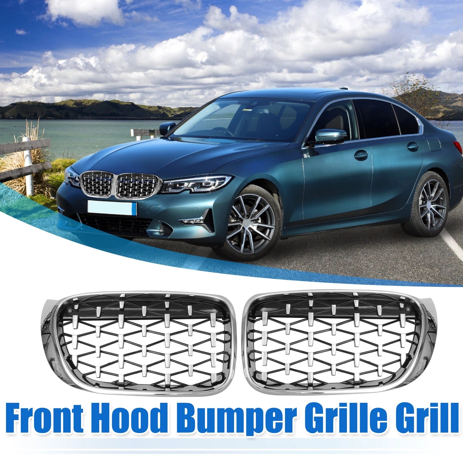Front Hood Bumper Grille Pair Replacement for BMW X3 F25 (2014–2017)