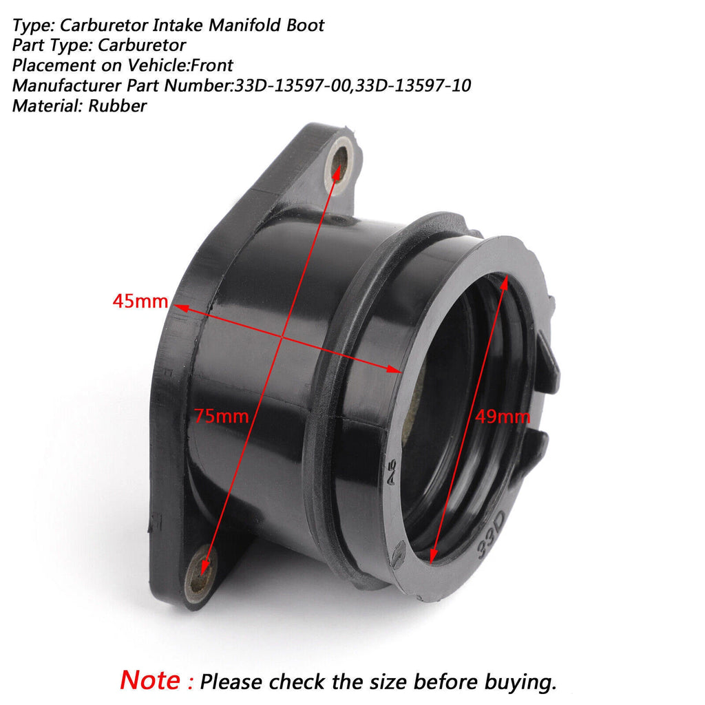 Rubber Throttle Body Intake Manifold Boot for Yamaha YZ450F WR450F (2010–2017)