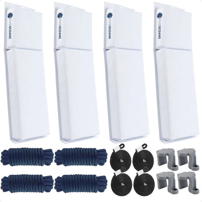 4-Pack White Flat Boat Fender Kit for Various Boats (24" x 6-7/8" x 2-1/2")