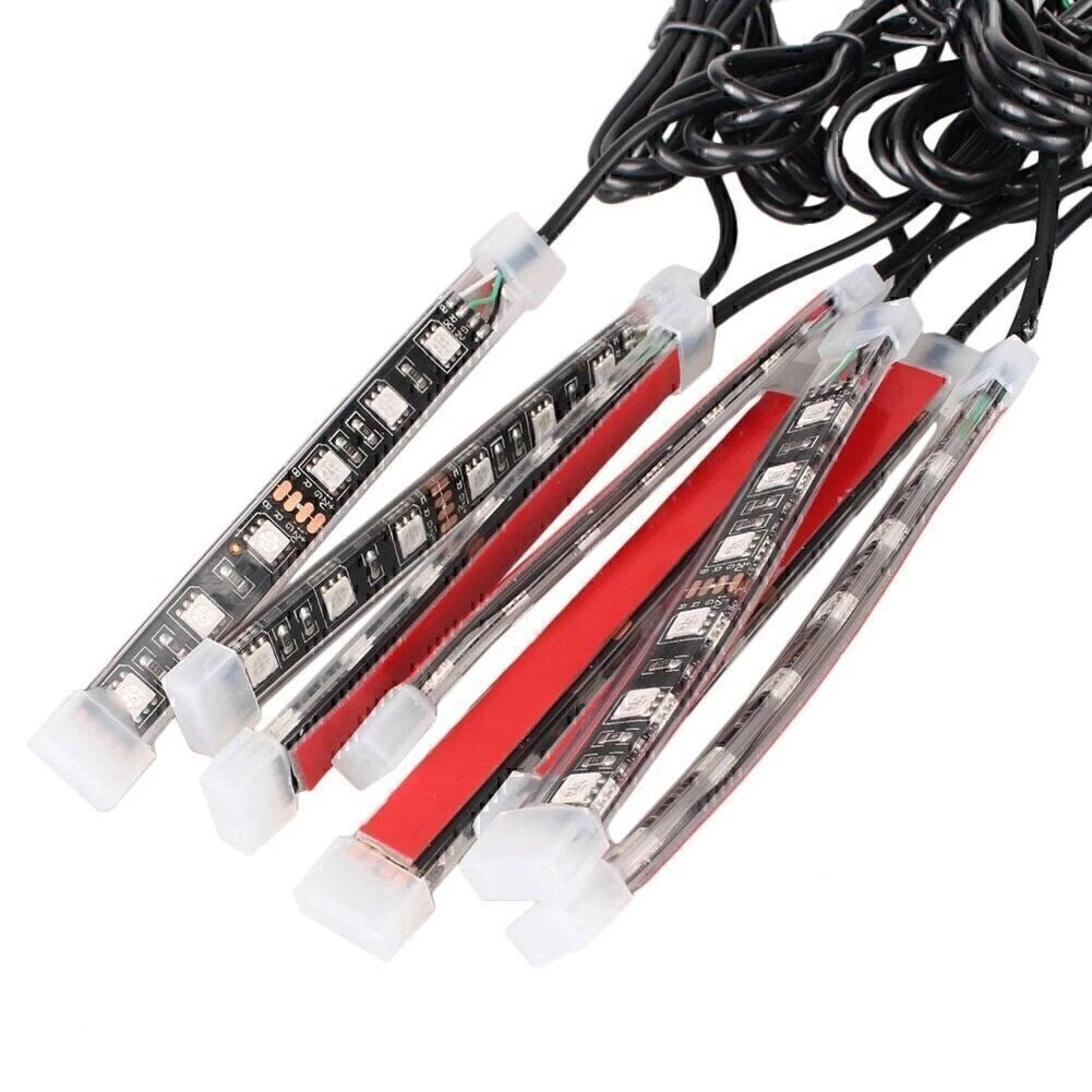 8pcs Car ATV LED Strips Remote Multi Color Under Glow Neo Light Kit New