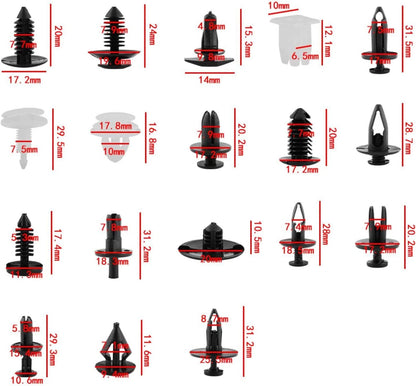 Set of 10 Plastic Push Pin Rivet Trim Clips for
