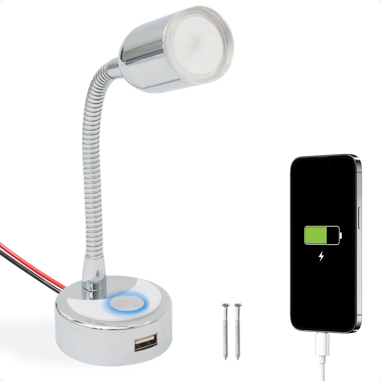 LED Reading Light with USB Port for RV Interior (2010–2023)