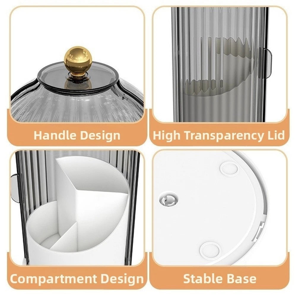 3-Compartment Rotating Holder for Toothbrushes and Cosmetics