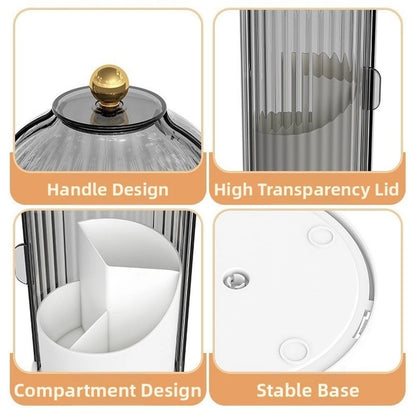 3-Compartment Rotating Holder for Toothbrushes and Cosmetics