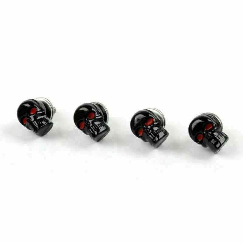 4X Black Skull License Plate Frame Screw Bolt T9 for Universal Motorcycle