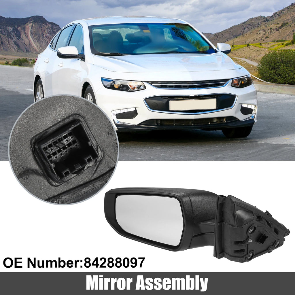 3 Pin Left Side Door Mirror Assembly Black for Chevrolet Malibu (2016–2022)