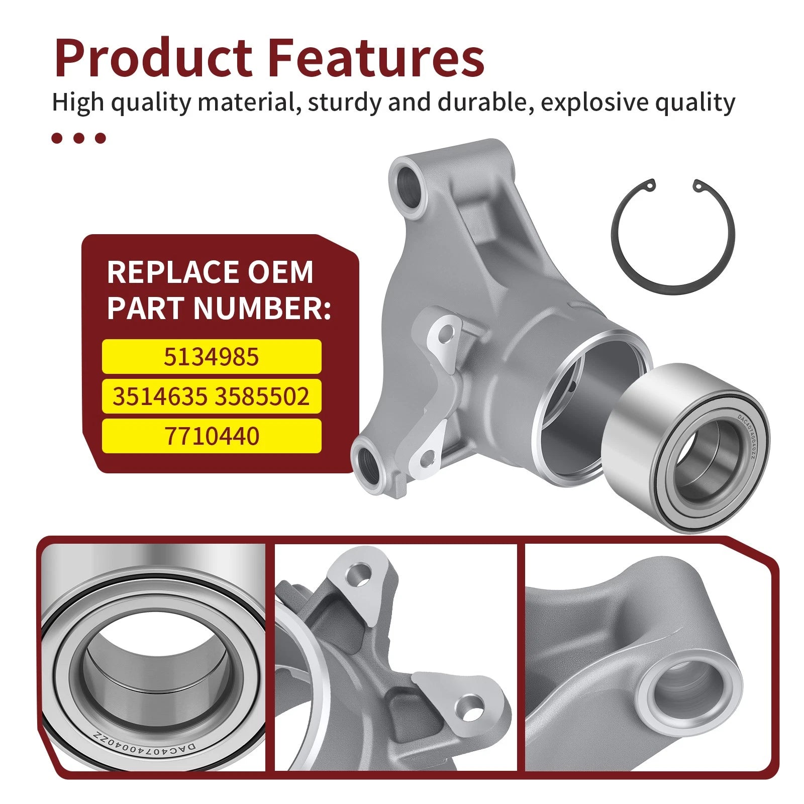 Right-Hand Wheel Carrier with Bearing Kit for Polaris Sportsman 500 700 800 RZR 800 (2000–2019)