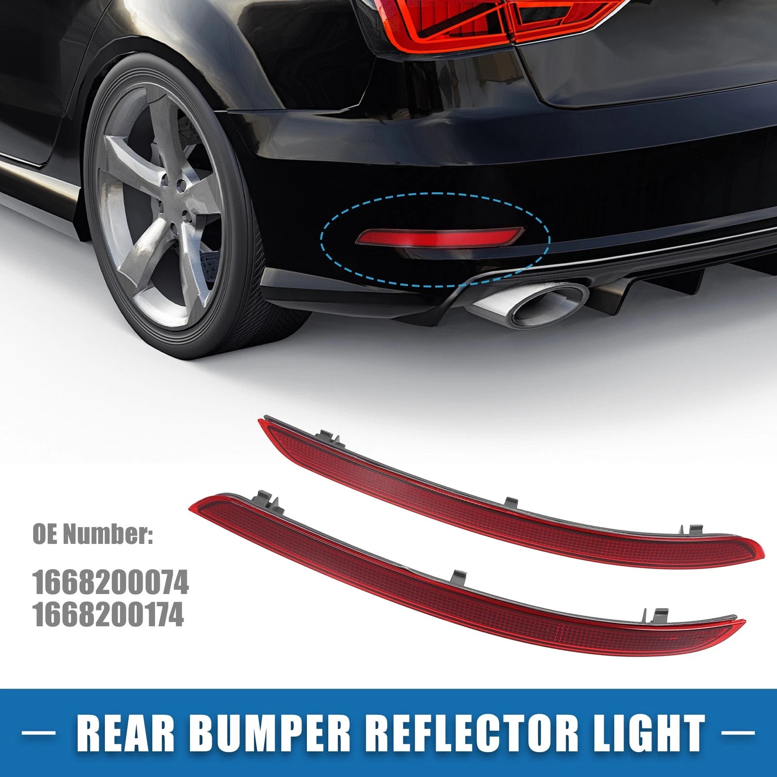 Rear Bumper Reflector Light Pair Replacement for Mercedes Benz (2004–2018)