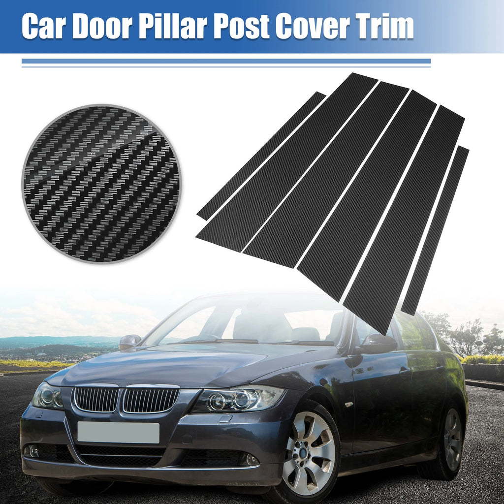 Gloss Carbon Pattern Door Window Pillar Post Cover Trim for BMW 3 Series E90 (2005–2013)