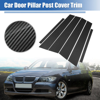 Gloss Carbon Pattern Door Window Pillar Post Cover Trim for BMW 3 Series E90 (2005–2013)