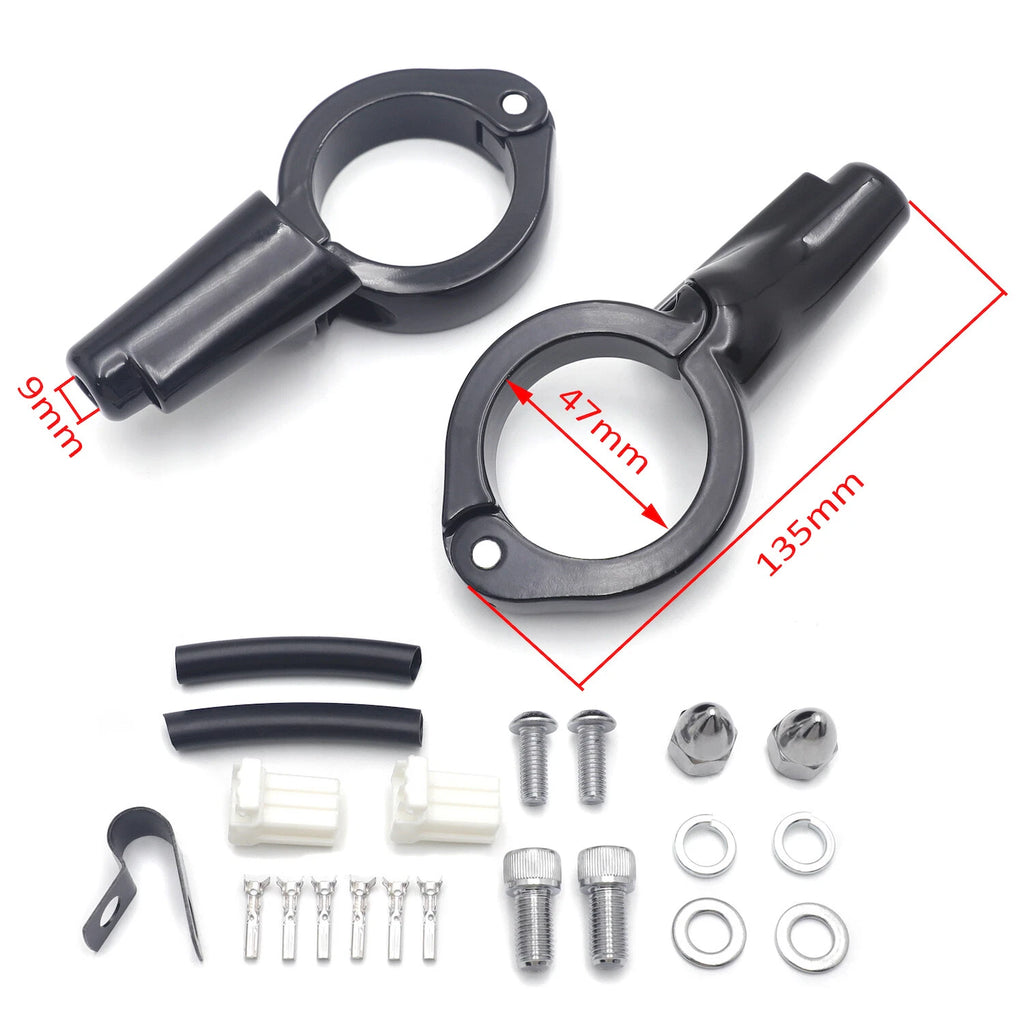 Gloss Black Front Turn Signal Relocation Kit for Harley FXD Dyna (2008–2017)
