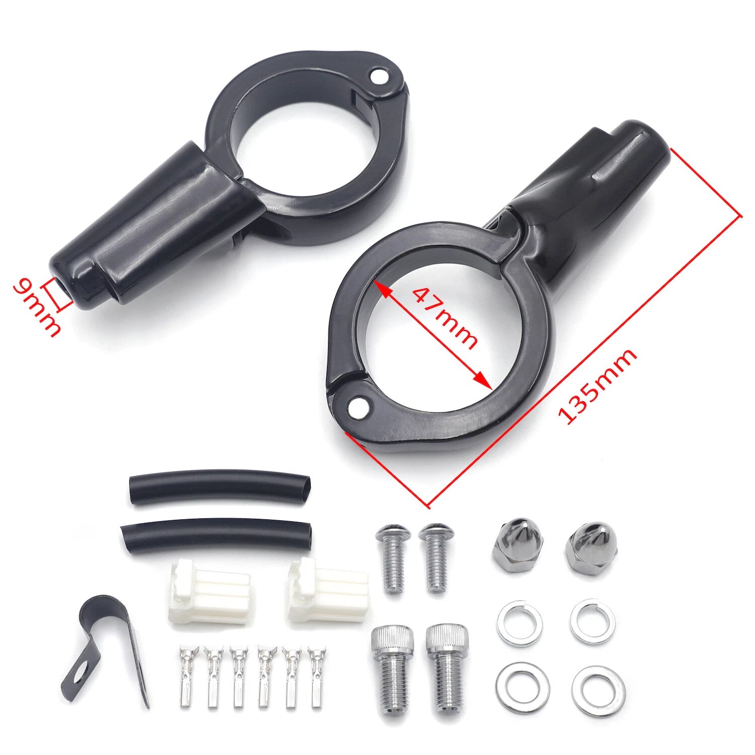 Gloss Black Front Turn Signal Relocation Kit for Harley FXD Dyna (2008–2017)