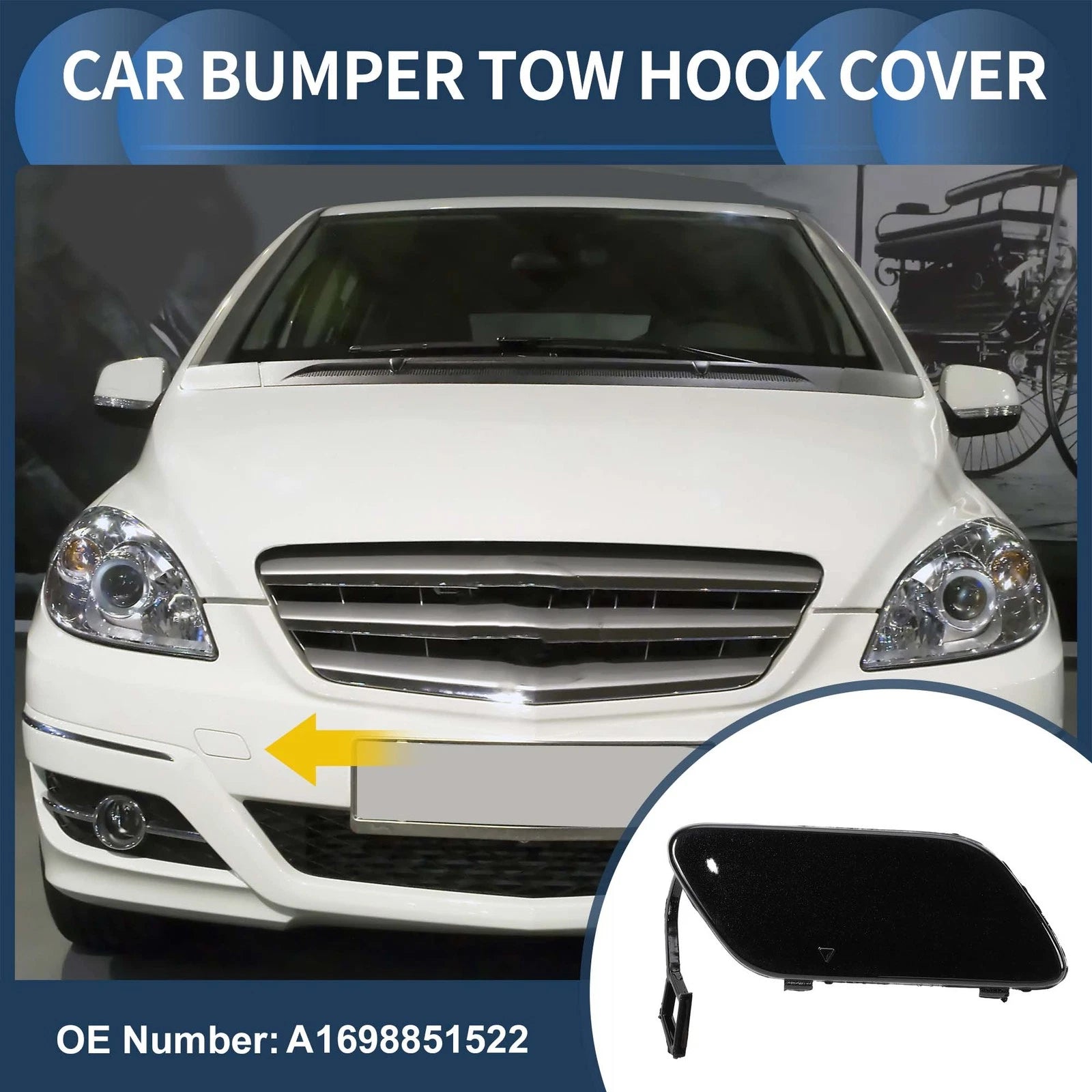 Front Bumper Tow Hook Cap Replacement for Mercedes-Benz B-Class (2006–2011)