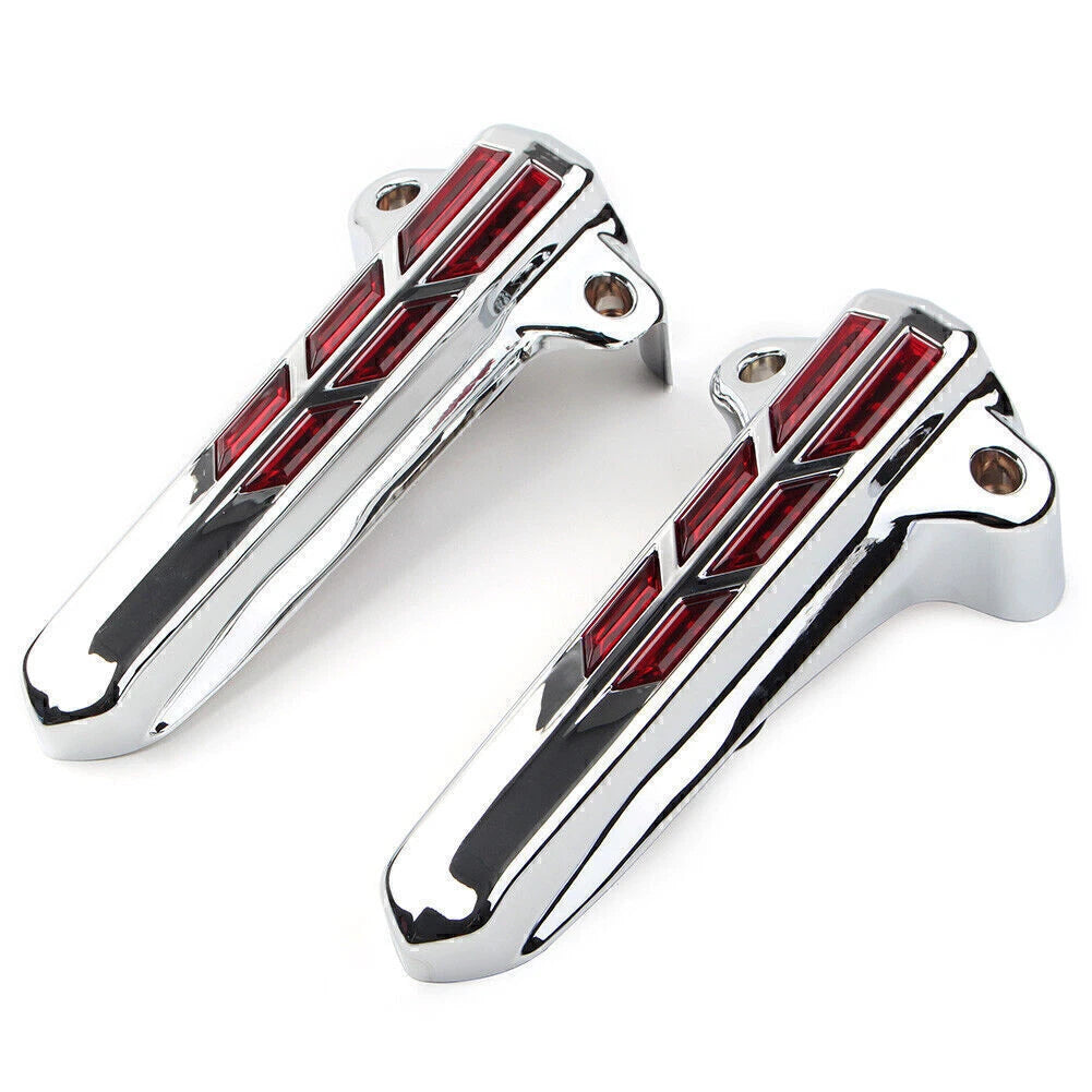 2X Front Lower Fork Leg Covers Red LED for Harley FLHR FLHTK FLHX (2014–2020)