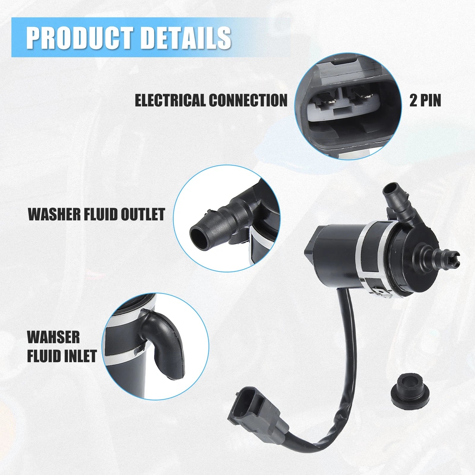 Windshield Washer Pump Motor Replacement for Mitsubishi Outlander (2007–2020)