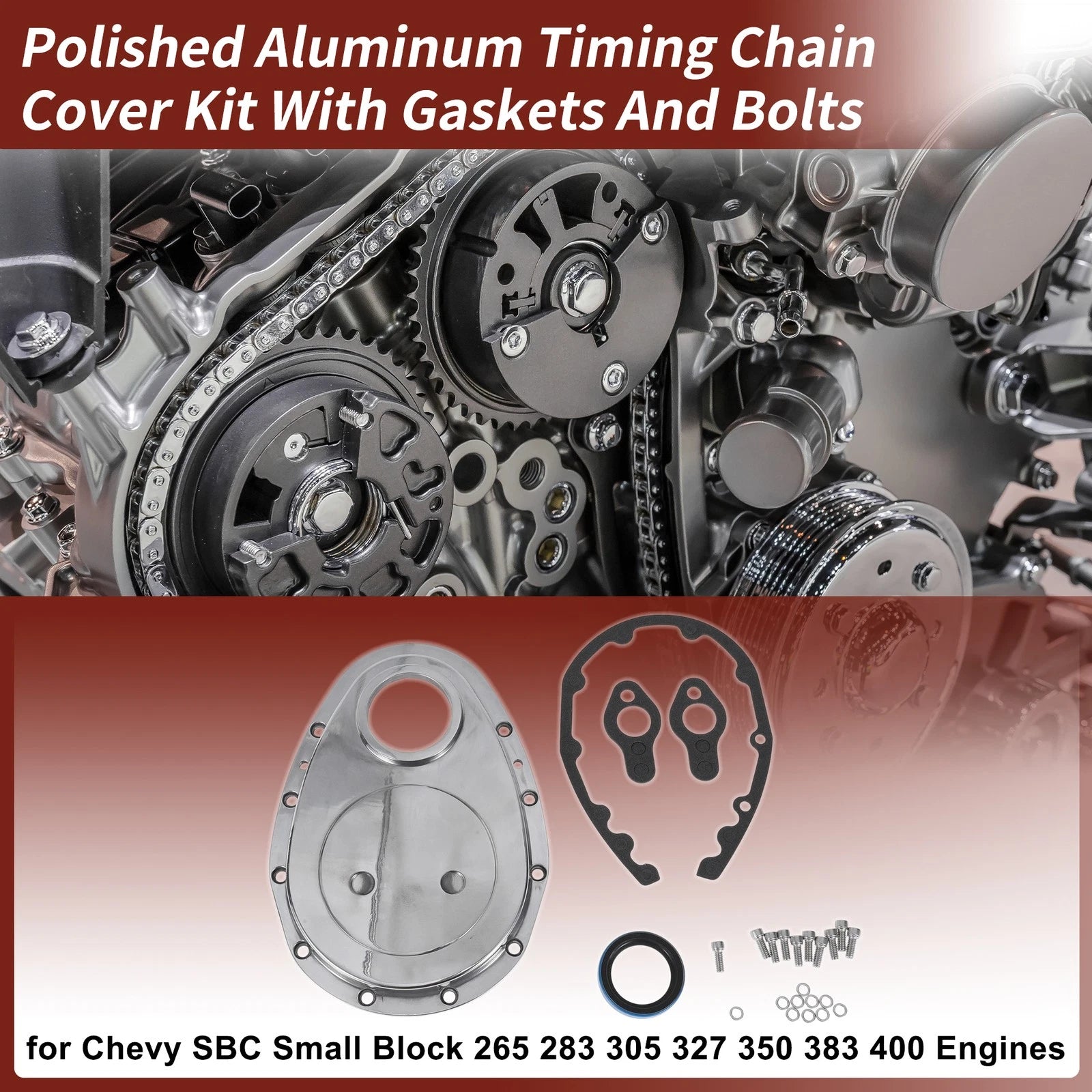 Timing Chain Cover Kit Polished Aluminum With Gaskets For Chevy (2011–2019)