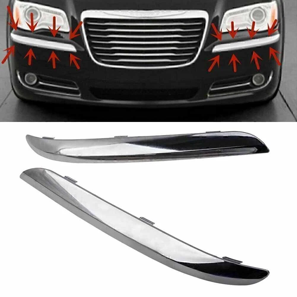 2Pcs Chrome Front Bumper Trim Set for Chrysler 300 (2011–2014)