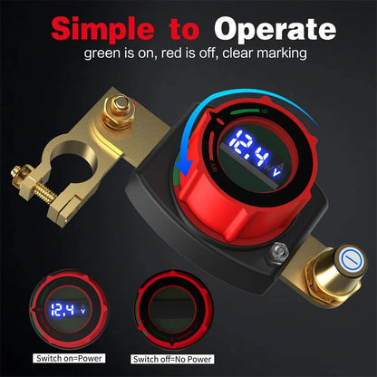 Battery Disconnect Switch with Voltmeter for Universal Applications