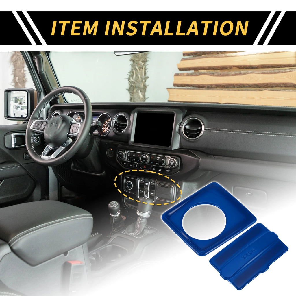 Cigarette Lighter USB Socket Panel Cover Trim for Jeep Wrangler JL (2018–2024) Blue