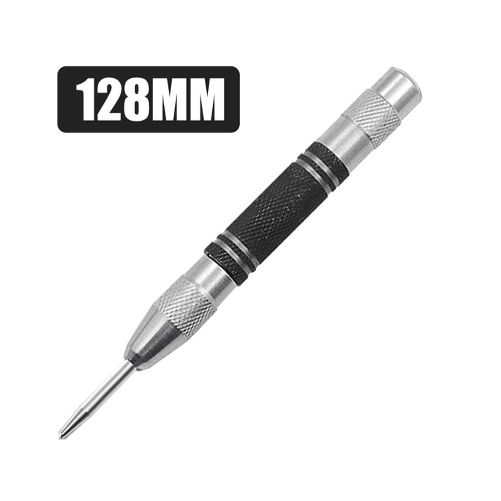Center Punch Automatic Loaded Dent Drill for Wood Glass (Silver)