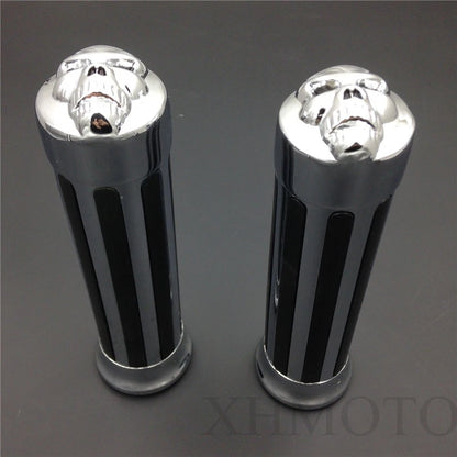 Skull Zombie Hand Grips 1" 25mm for Harley Sportster Cruiser (Chrome)