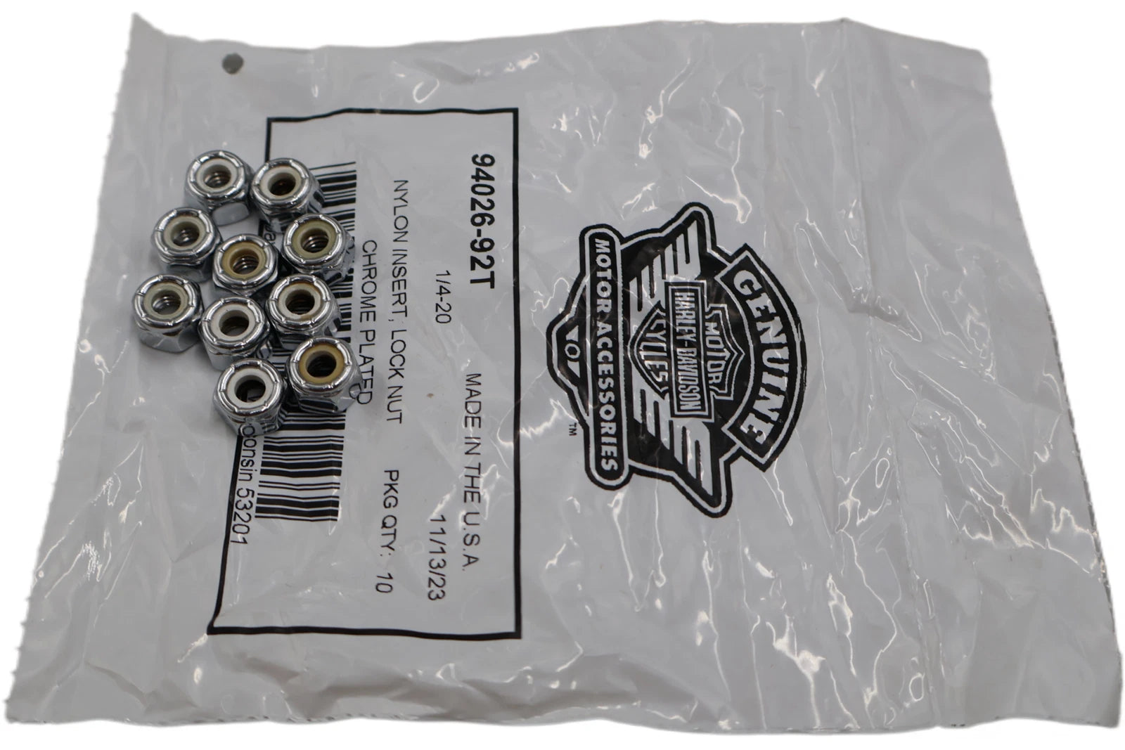 10-Pack Nylon Insert Lock Nut for Harley-Davidson (OEM 94026-92T)