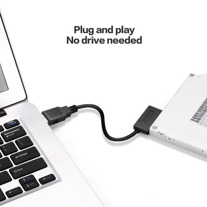 USB 3.0 to SATA 7+6 Pin Slimline SATA Cable for Laptop CD DVD ROM Drive