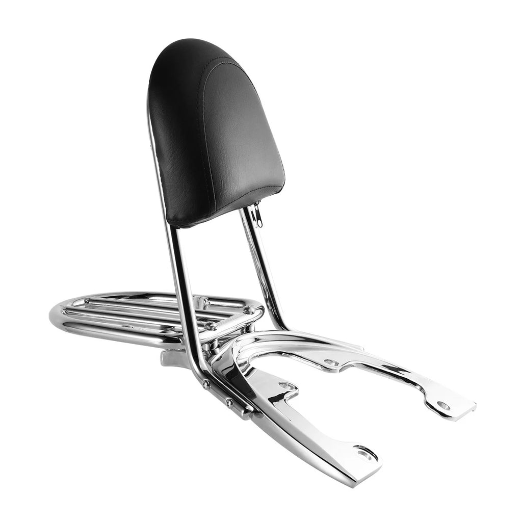 Chrome/Black Sissy Bar Backrest Baseplate for Harley V-Rod Night Rod (2007–2011)