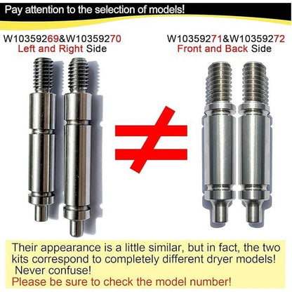 4 Pack Dryer Drum Support Roller Shaft Kit for W10359271