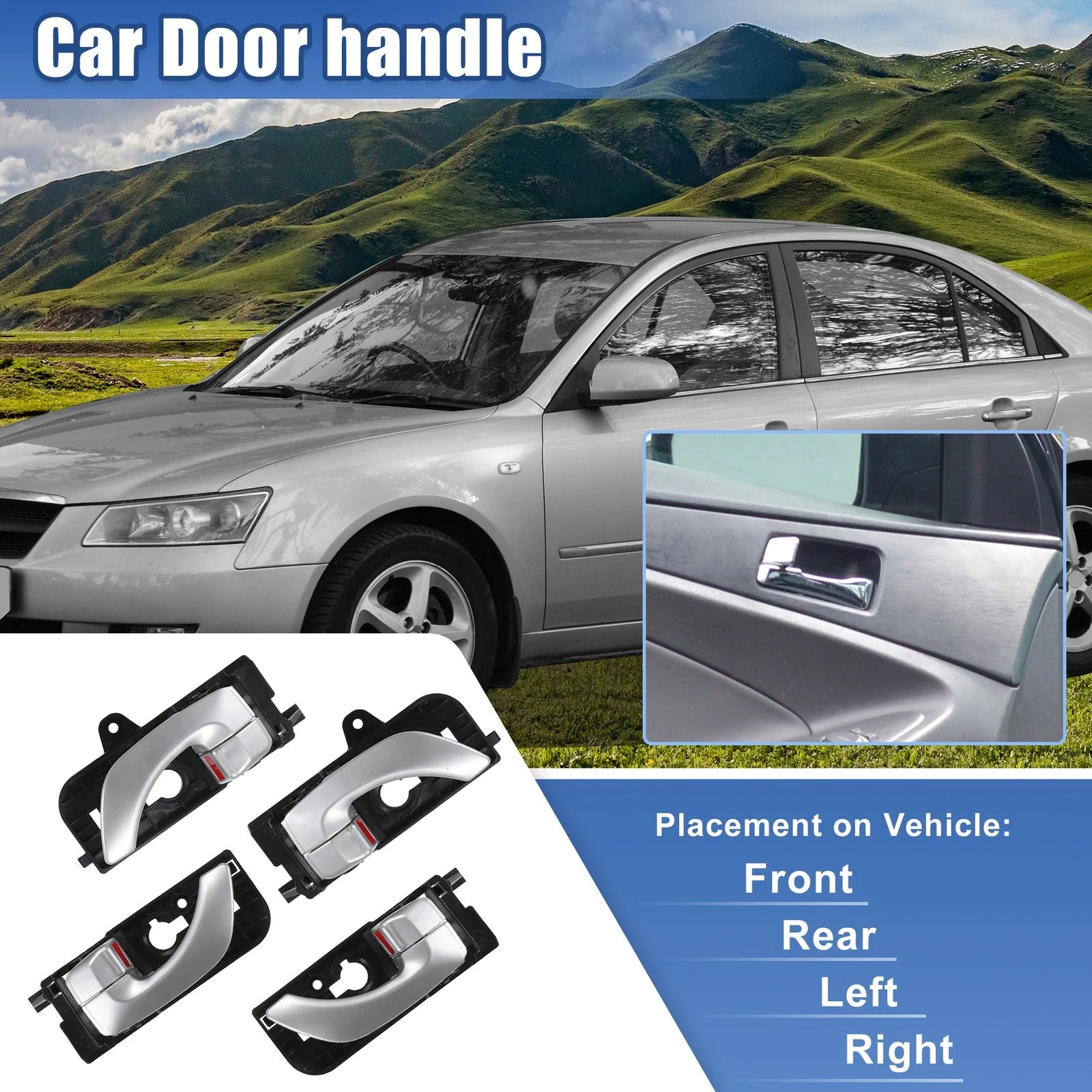 Interior Door Handle Front Rear Left Right Set for Hyundai Sonata (2005–2008)