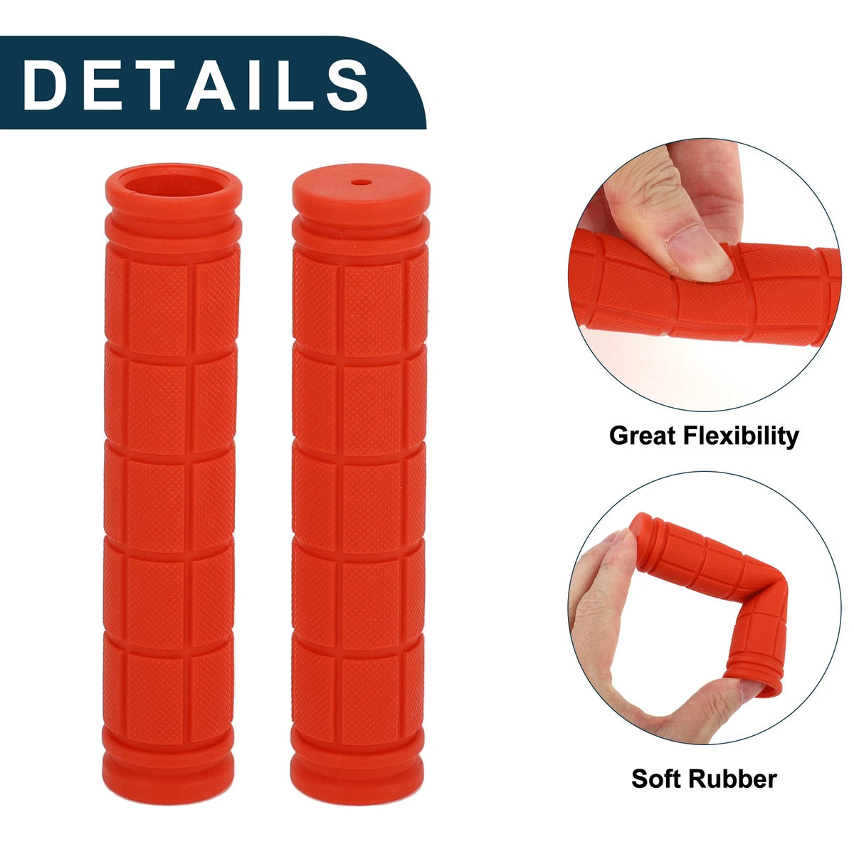 Bike Handlebar Grip Cover 120mm Soft MTB End Grips Protector Pair Orange for
