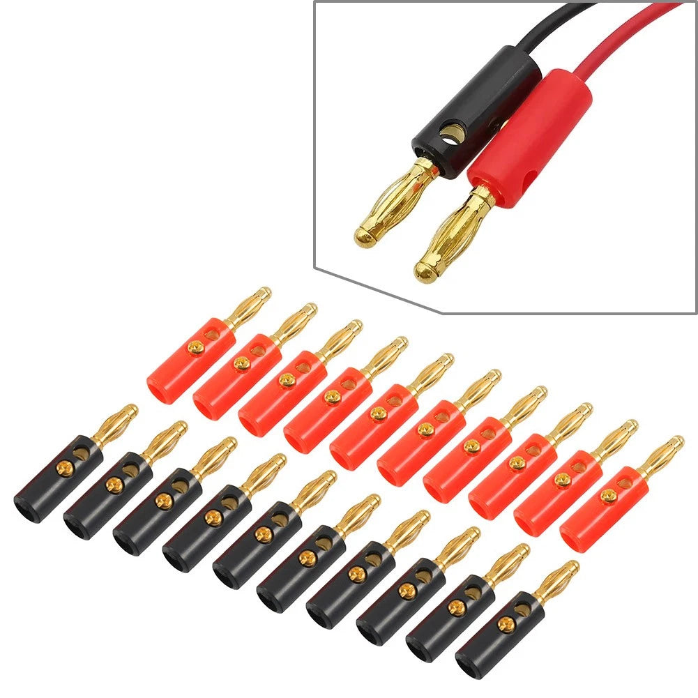 20x 4mm Gold Plated Banana Plug Connector for Audio Speaker Wire