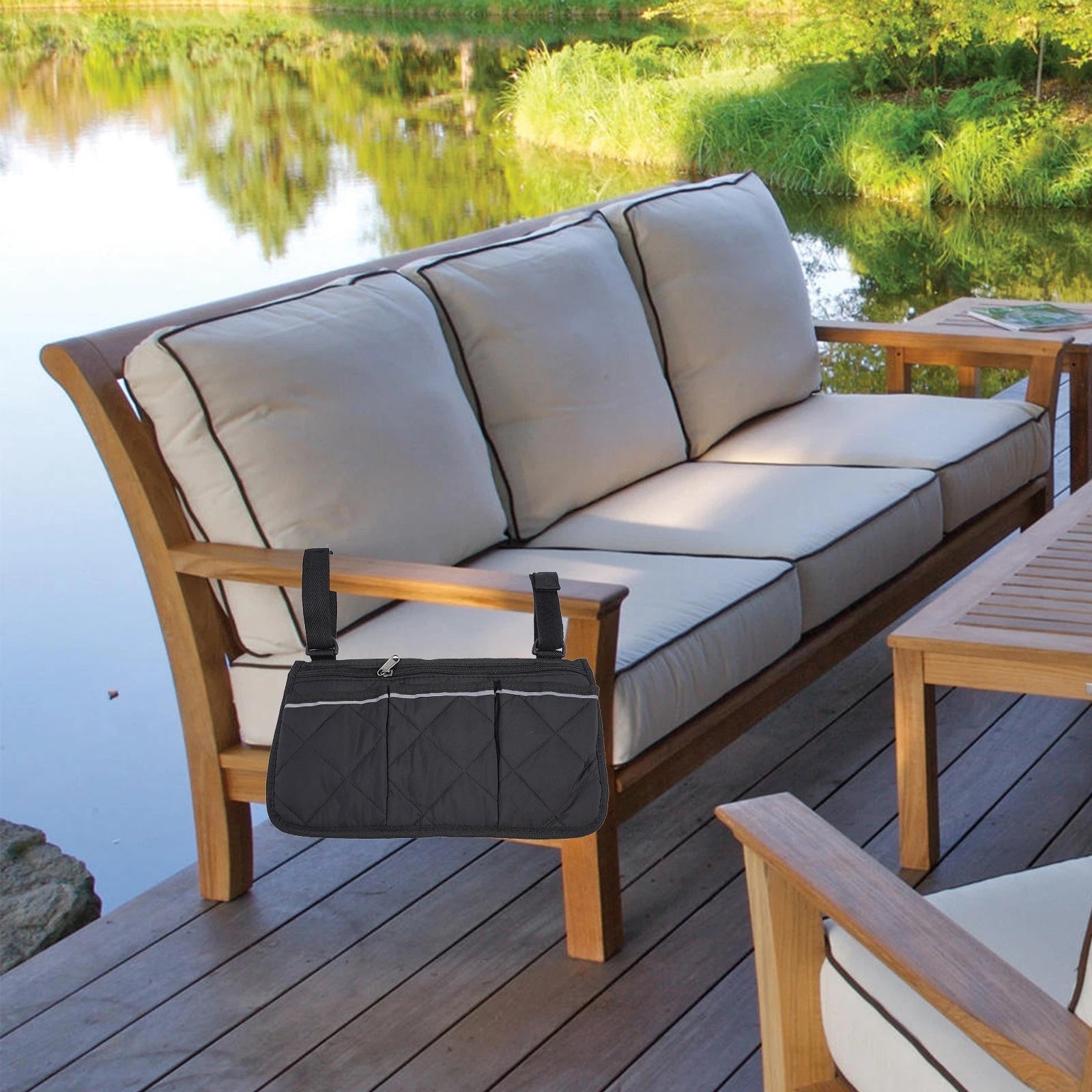 Chair Side Bag with Reflective Strip and Multiple Pockets
