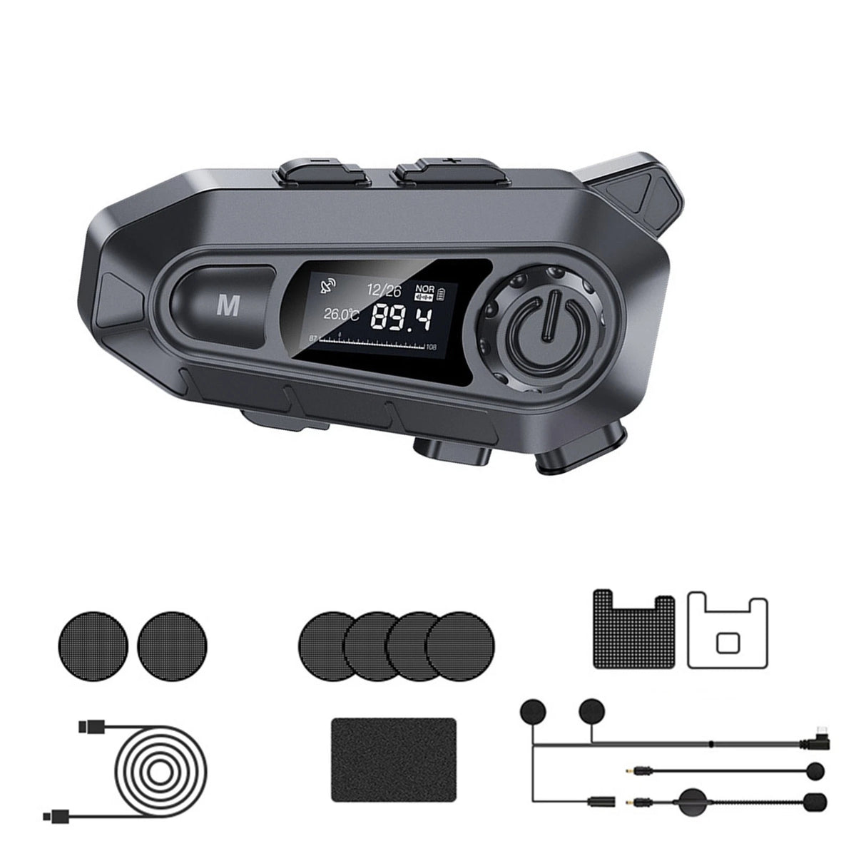 Bluetooth 5.4 Motorcycle Helmet Headset with Type-C Charging Port