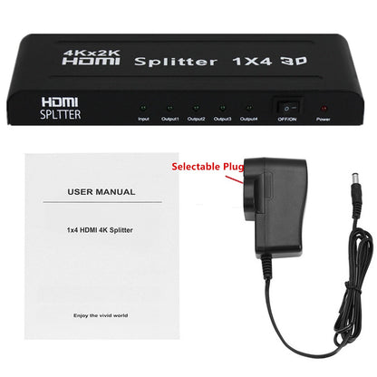 4K x 2K HDMI Splitter Repeater for Full HD 1080P Display Duplicator