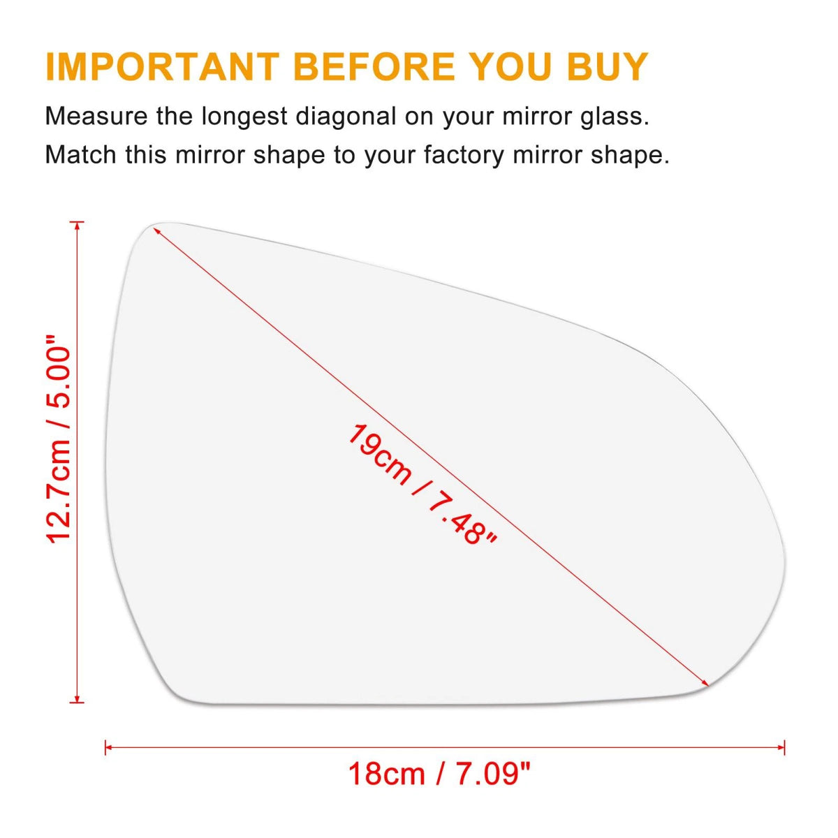Heated Mirror Glass w Backing Passenger Side RH for Hyundai Elantra (2015–2018)