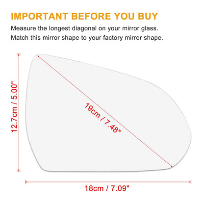 Heated Mirror Glass w Backing Passenger Side RH for Hyundai Elantra (2015–2018)