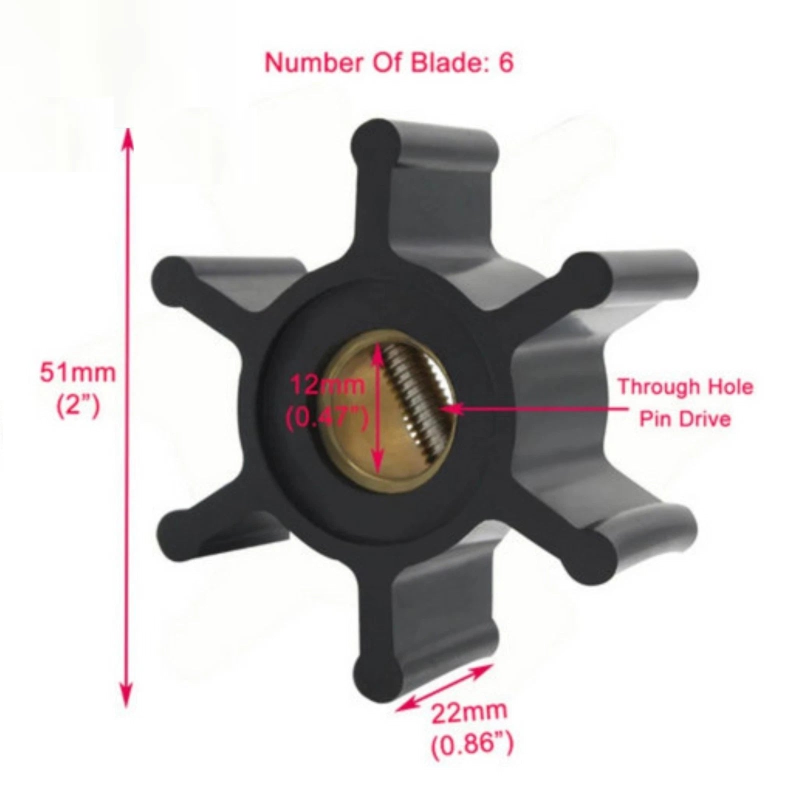 Impeller Kit for Yanmar 2GM20/3GM30-YEU & 2/3YM Series (Replaces 128990-42200)