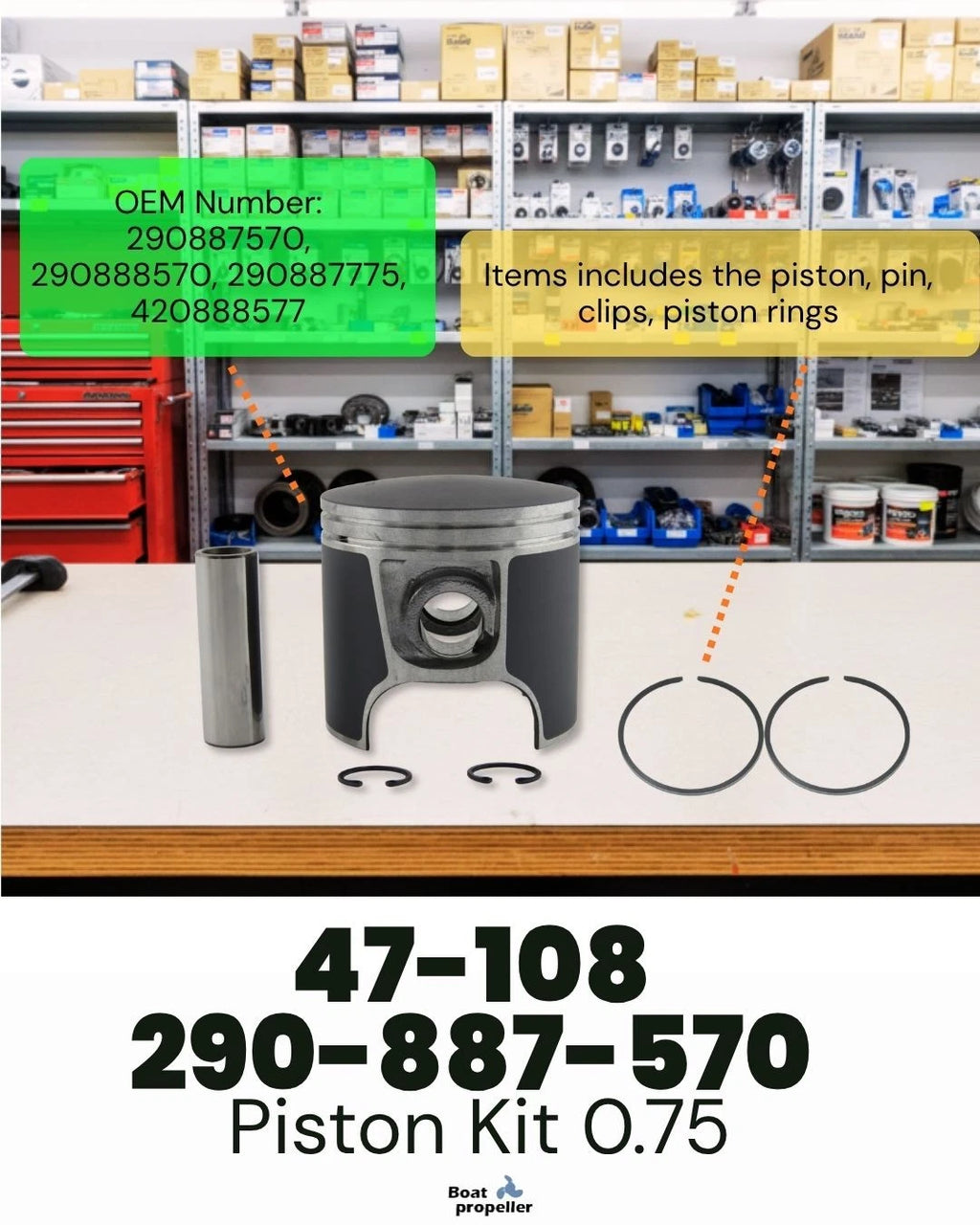 Piston Kit 47-108, 290-887-570 for SeaDoo 951