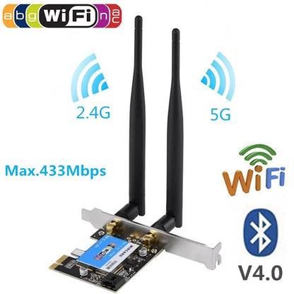 Dual Band WiFi Network Card for PCI-E (WiFi 2.4G/5G, Bluetooth 4.0)