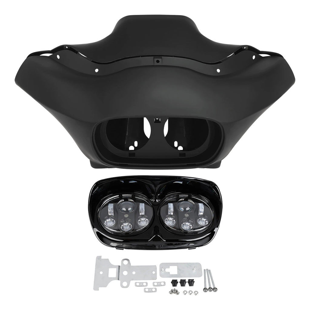 LED Headlight for Harley Touring FLTR (1998–2013) Matt Black Inner Outer Fairing