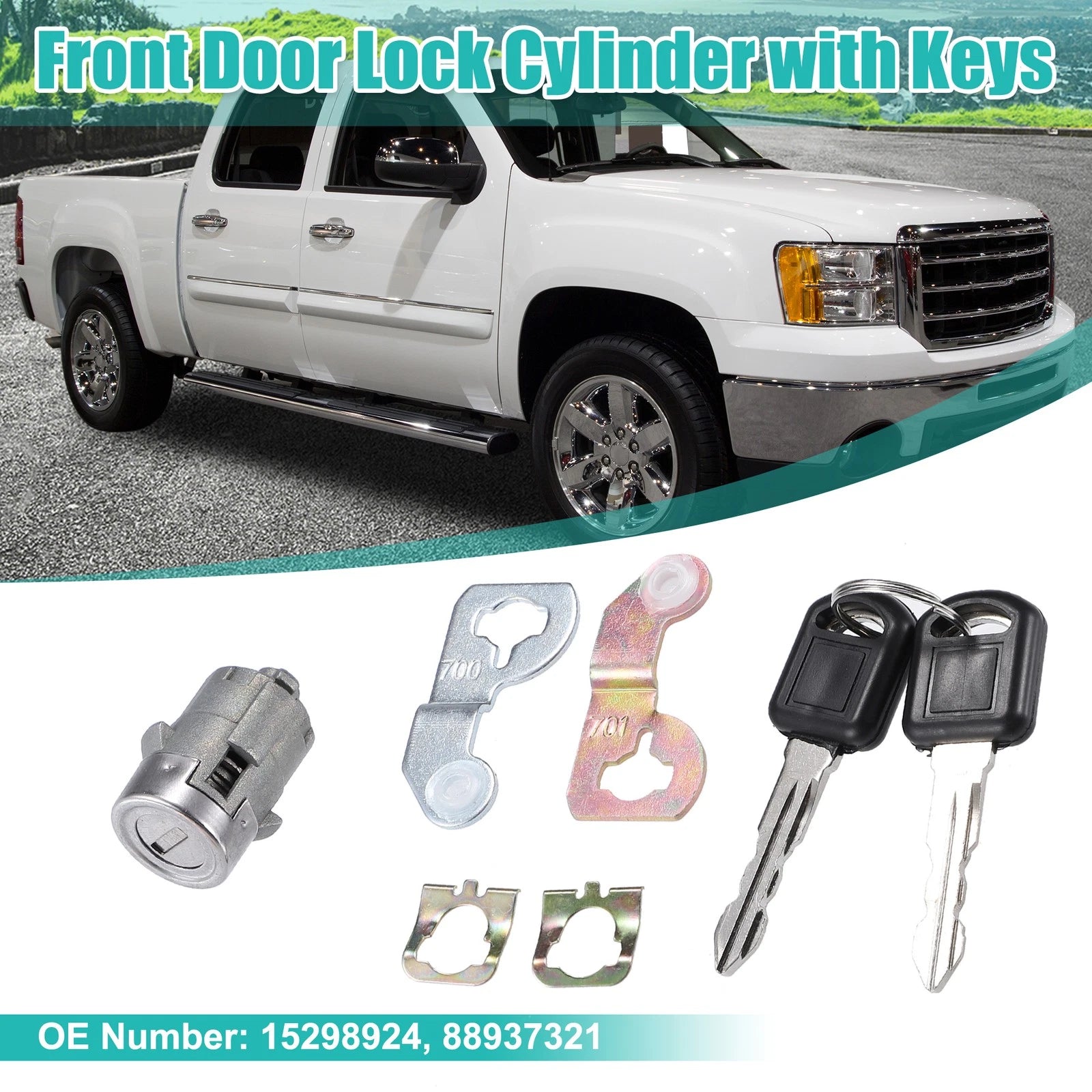 Door Lock Cylinder Driver or Passenger Side Replacement for Chevrolet GMC (2000–2019)