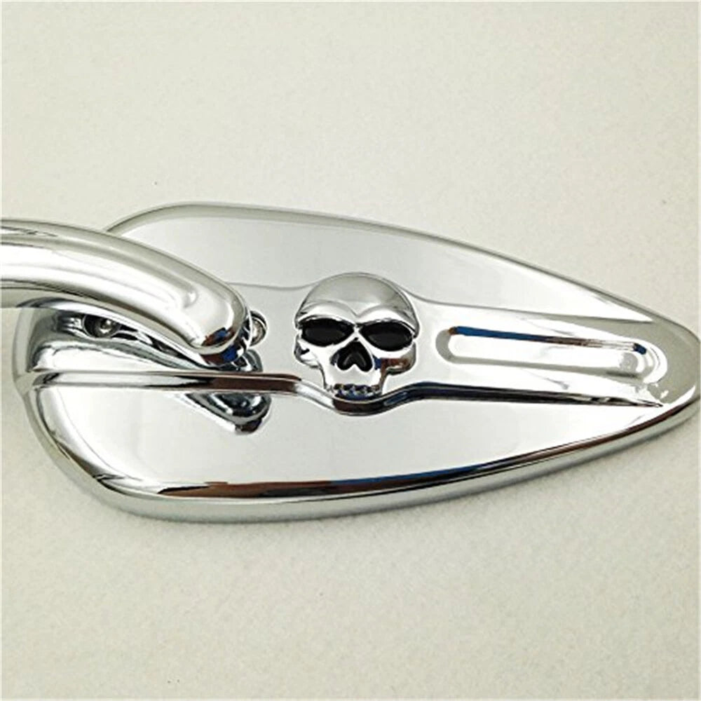 Chrome Skull Side Mirrors for Harley Softail (2000–2023)