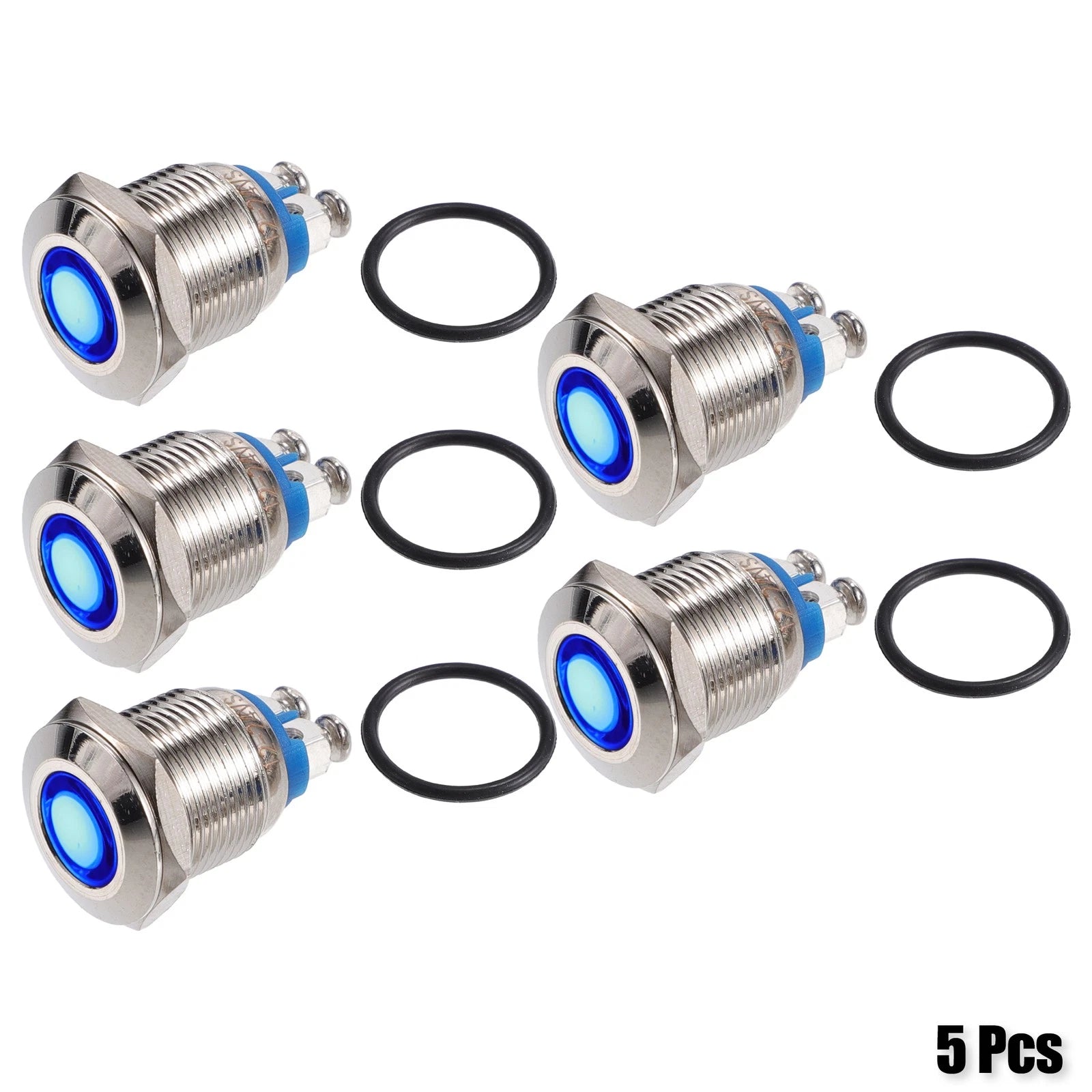 5 Pcs 12mm LED Waterproof Pilot Indicator Light for Universal