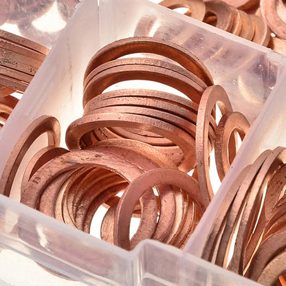300Pcs Solid Copper Washers for Automotive Engine (Assorted Sizes)