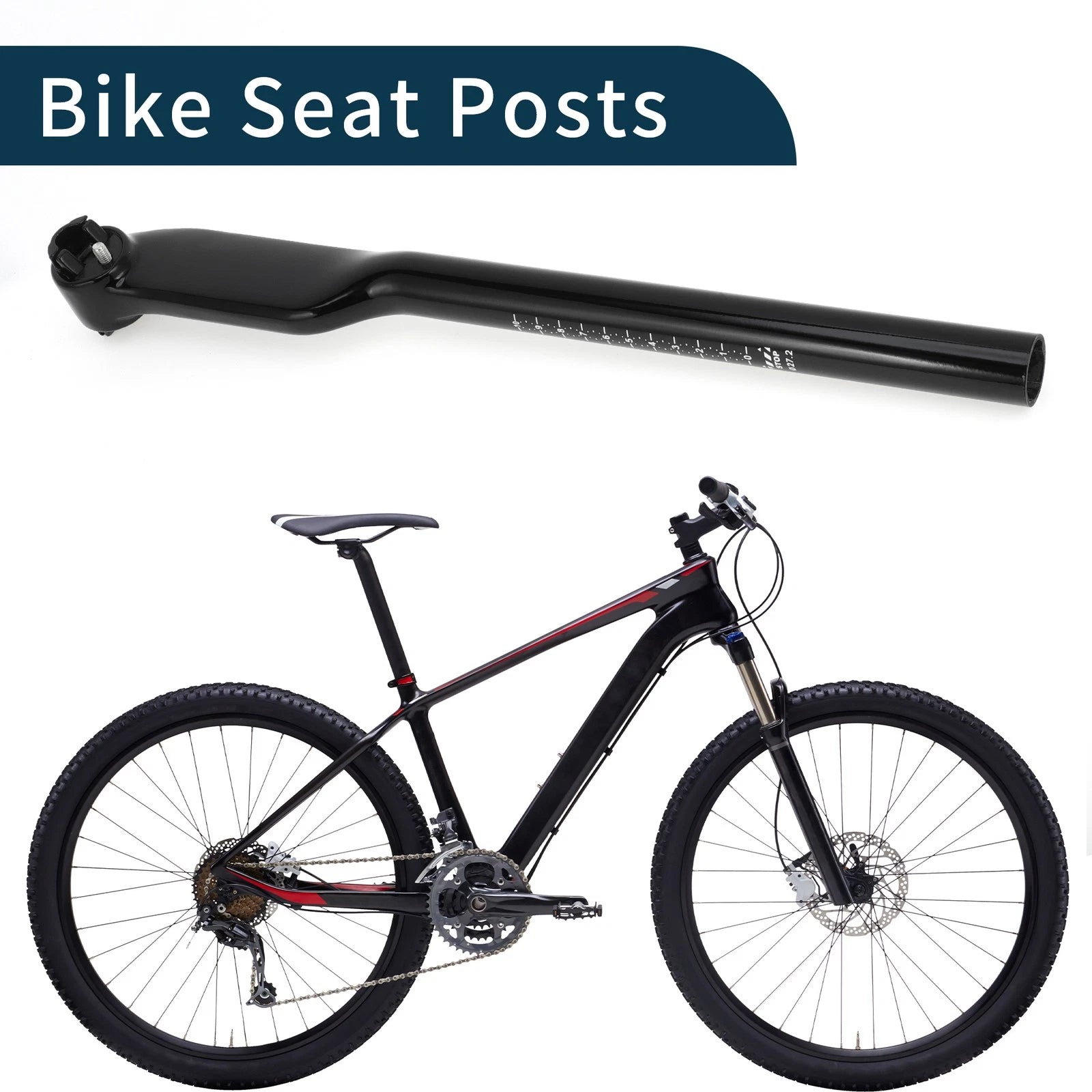 Seat Post Adapter 27.2x400mm Height Adjustable for Bike Saddle Tube (—)